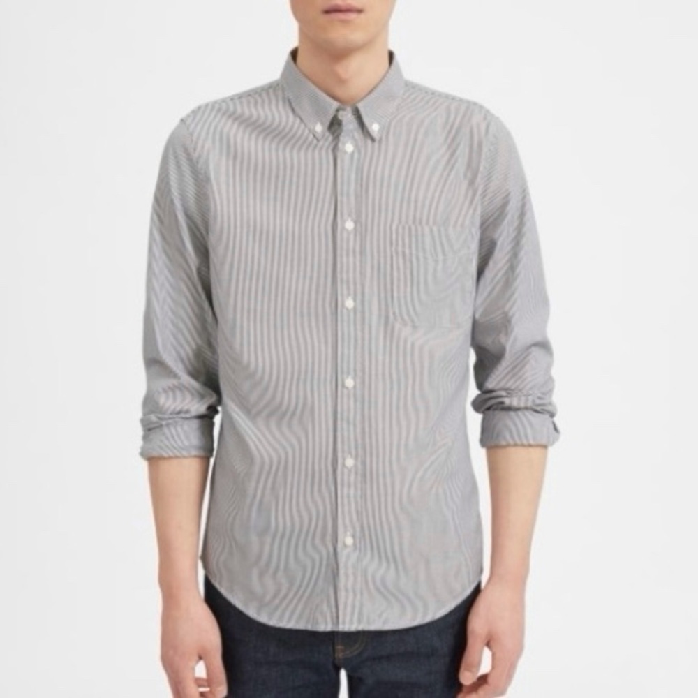 Everlane Slim Japanese Oxford Shirt Striped Cotton Long Sleeve Button Down XL